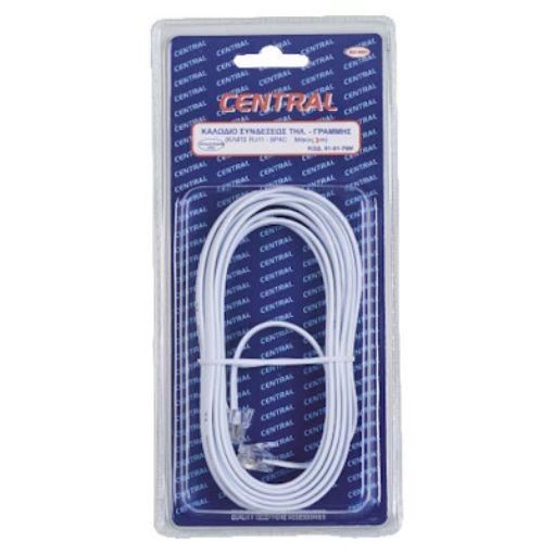 Εικόνα της Καλώδιο Συνδέσεως Τηλεφώνου με Κλιπς RJ11 (6P4C) 3m Λευκό Blister