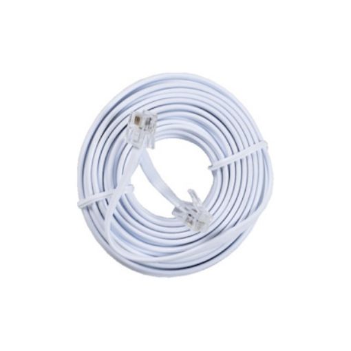 Εικόνα της Καλώδιο Συνδέσεως Τηλεφώνου με Κλιπς RJ11 (6P4C) 15m Λευκό