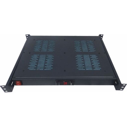 Εικόνα της Panel 19" με 4 Ανεμιστήρες, Ψηφιακό Θερμοστάτη και Διακόπτη ON-OFF (Ύψος 1U)