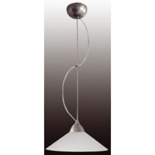 Εικόνα της Φωτιστικό Κρεμαστό Μονόφωτο με Γυαλί Λευκό Νικέλ Ματ