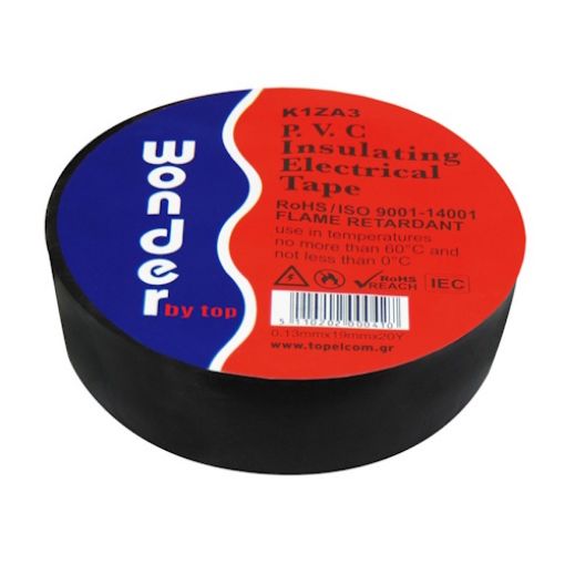 Εικόνα της Μονωτική Ταινία Μαύρη 0.13mmx19mmx20Y WONDER