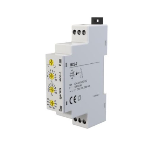 Picture of MCB-7 0.1s-30h Time Relay ON Delay or OFF Delay 24-240VAC/DC 1C/O 8A ENTES