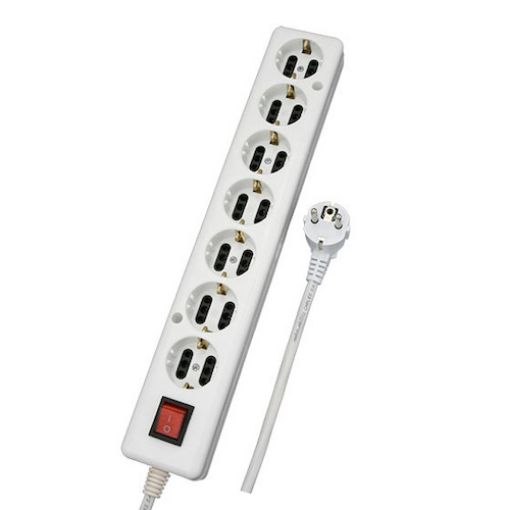 Picture of Multi-socket 7 Socket or 14 Bipolar with Cable 3G1.5mm² 3m with Switch 37423