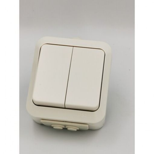 Picture of Wall-mounted K/R Switch Waterproof IP54 White AQUA