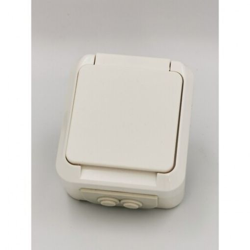 Picture of Safety Socket Outlet Wall Mounted Waterproof IP54 White AQUA