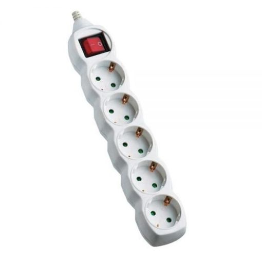Picture of Πολύπριζο 5 Σούκο με Καλώδιο 3G1.5mm² 1.5m Λευκό με Διακόπτη
