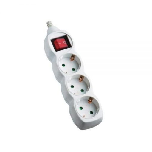 Picture of Πολύπριζο 3 Σούκο με Καλώδιο 3G1.5mm² 5m Λευκό με Διακόπτη