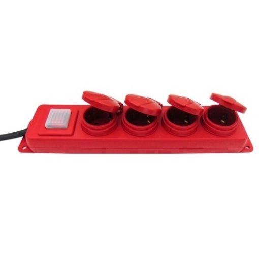 Picture of G04MPK Industrial Type Multi-Socket 4 Sockets with Cable 3G1.5mm² 1.5m Red with Switch