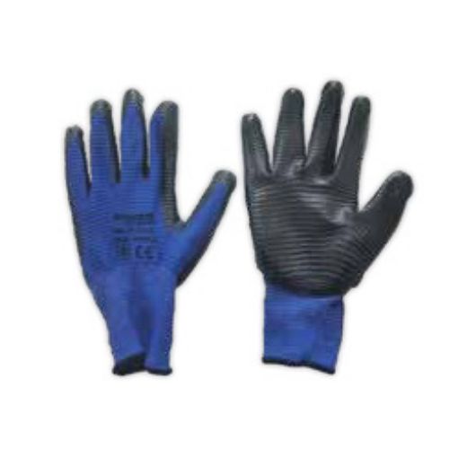 Picture of Blue Gloves No.10 Polyester Ribbed with Nitrile Coating (Palm)