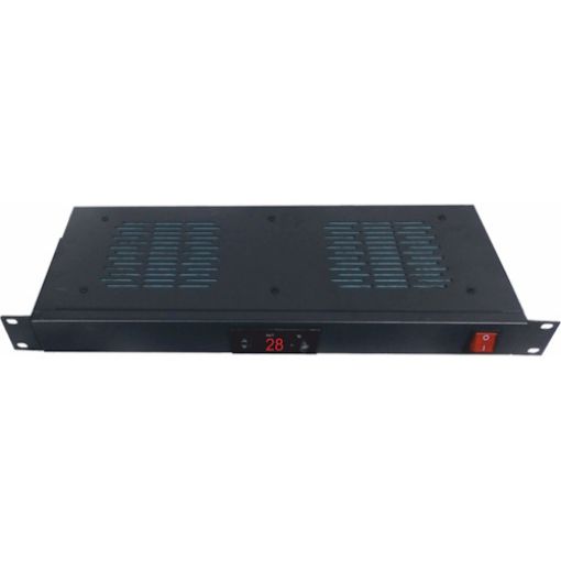 Picture of 19" Panel with 2 Fans, Digital Thermostat and ON-OFF Switch (1U Height)