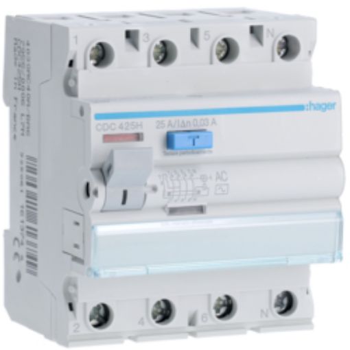 Picture of CDC425H 4P 25A 30mA Type A Leakage Relay Accepts Auxiliary Contacts
