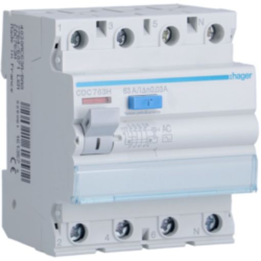Picture of CDC763H 4P 63A 30mA AC Type Residual Current Relay