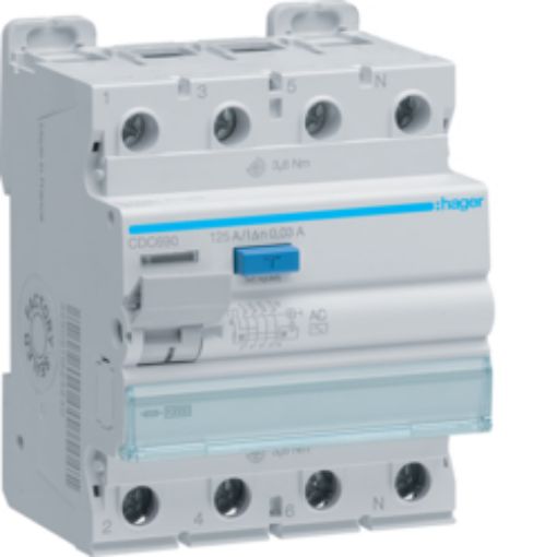 Picture of CDC690 Leakage Relay 4P 125A 30mA AC Type
