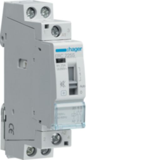 Picture of ERC225S Rail Mount Power Relay 2NO 25A 230VAC with Manual Control Silent