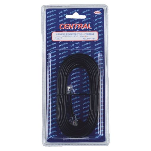 Picture of Telephone Connection Cable with Clips RJ11 (6P4C) 6m Black Blister