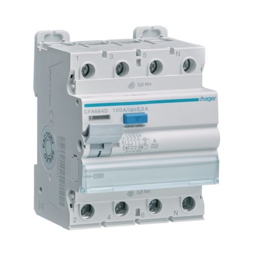 Picture of CFA684D Leakage Relay 4P 100A 300mA Type A