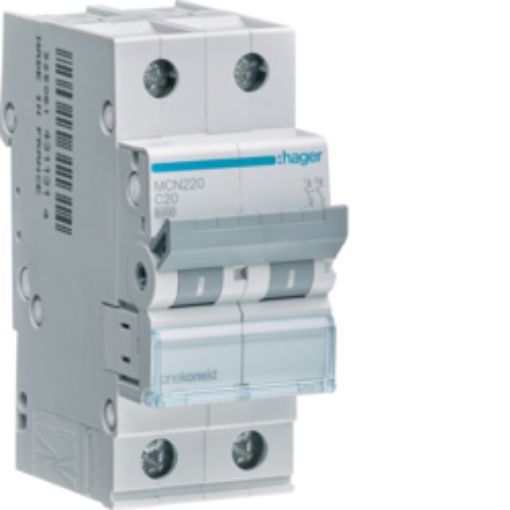 Picture of MCN220 Miniature Circuit Breaker 2P 20A C 6kA