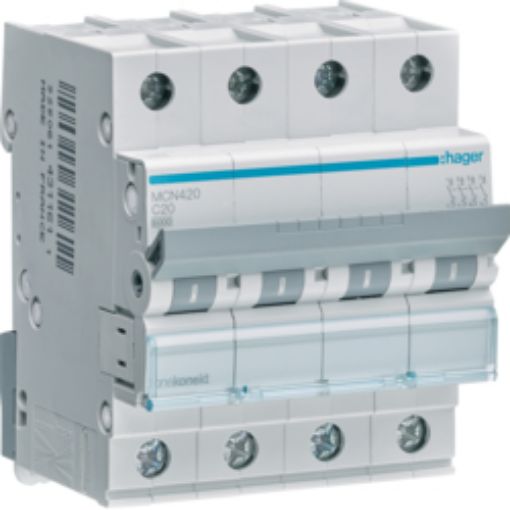 Picture of MCN420 Miniature Circuit Breaker 4P 20A C 6kA