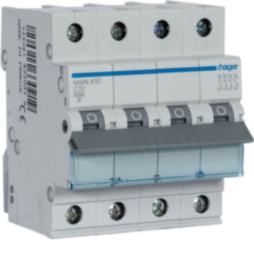 Picture of MWN410 Miniature Circuit Breaker 3P+N 10A C 3kA