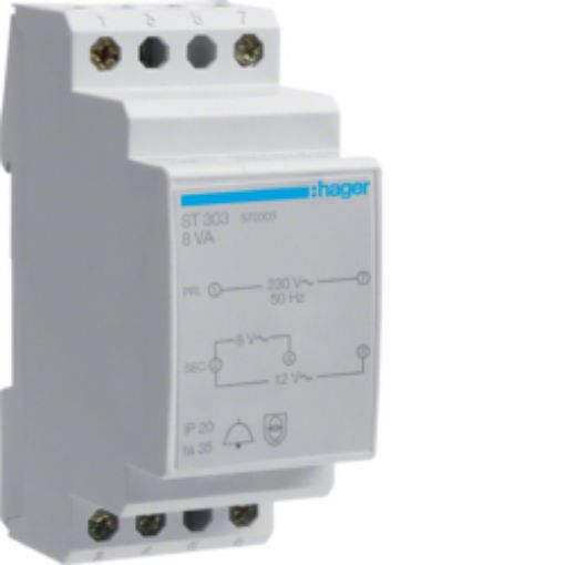 Picture of ST303 Bell Transformer 8VA 230V/8-12V