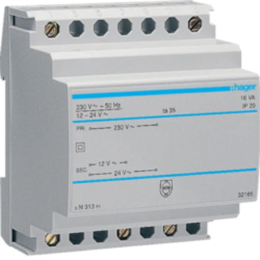 Picture of ST313 Rail Transformer 16VA 230V/12-24V