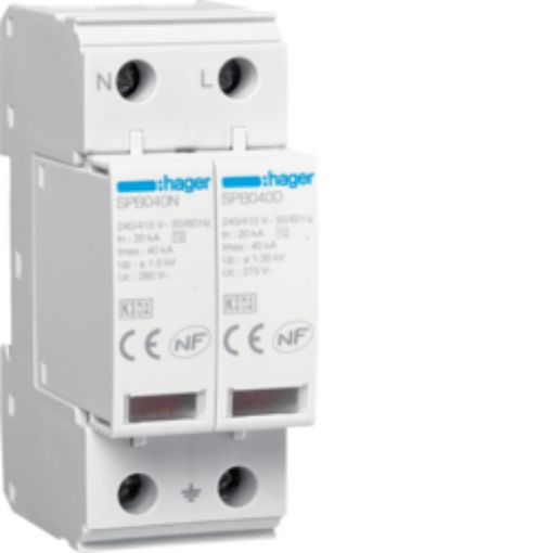 Picture of SPB240R Lightning Arrester T2 1P+N 40kA TT-TNS with Auxiliary Contact