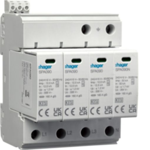 Picture of SPA931 Lightning Arrester T1+T2 3P+N 12.5kA TT-TNS with Auxiliary Contact