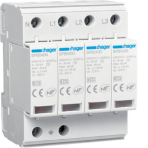 Picture of SPB440D Lightning Arrester T2 3P+N 40kA TT-TNS Without Auxiliary Contact