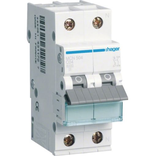 Picture of MCN504 Miniature Circuit Breaker 1P+N 4A C 6kA