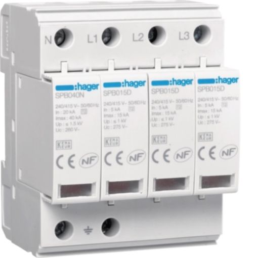 Picture of SPB415D Lightning arrester T2 3P+N 15kA TT-TNS
