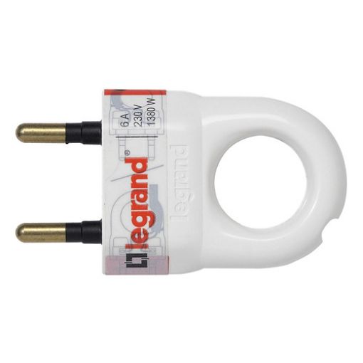 Picture of Plug Bipolar Male 6A White with Ring 050162