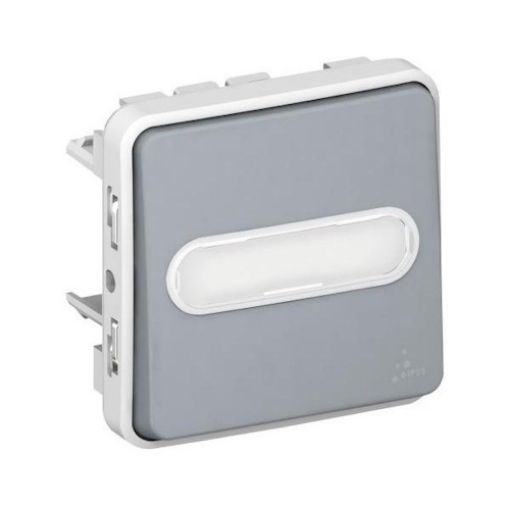 Picture of Push Button Mechanism with Inscription Illuminated 12V Gray IP55 PLEXO 069543