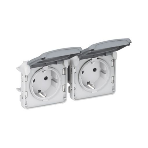 Picture of Double Socket Mechanism Schuko Gray IP55 PLEXO 069576