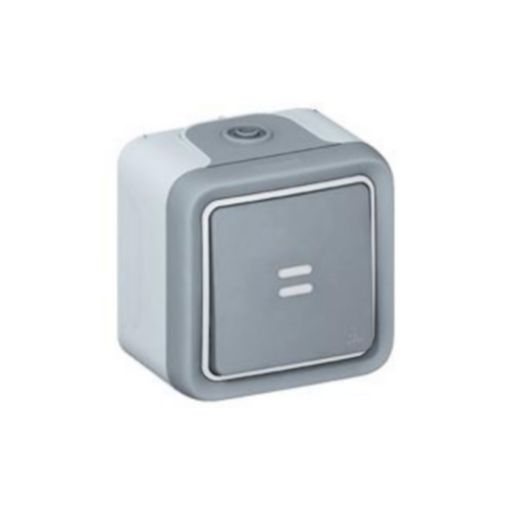 Picture of A/R Switch Illuminated Wall Mounted Gray IP55 Complete PLEXO 069713
