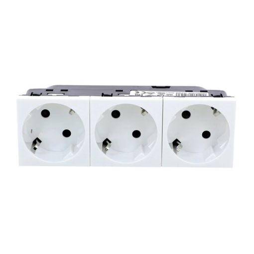Picture of Schuko Socket Triple 45° White Mosaic 077253