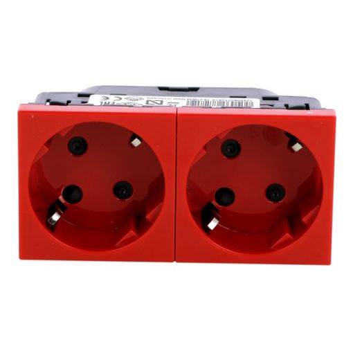 Picture of UPS Schuko Socket Double 45° Red Mosaic 077281