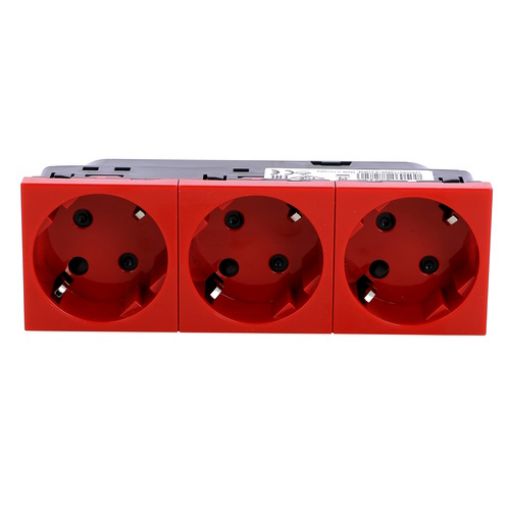 Picture of UPS Schuko Socket Triple 45° Red Mosaic 077282