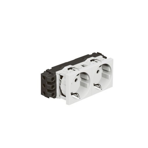 Picture of Double Schuko Socket White with Screws Mosaic 077602