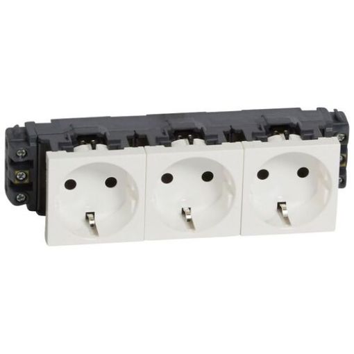Picture of Schuko Socket Triple White with Screws Mosaic 077603