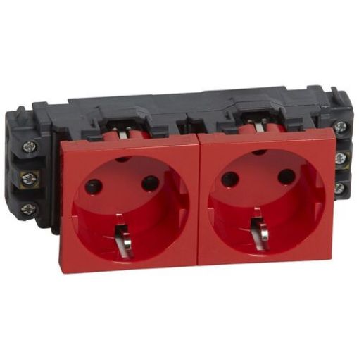 Picture of UPS Schuko Socket Double Red with Screws Mosaic 077622