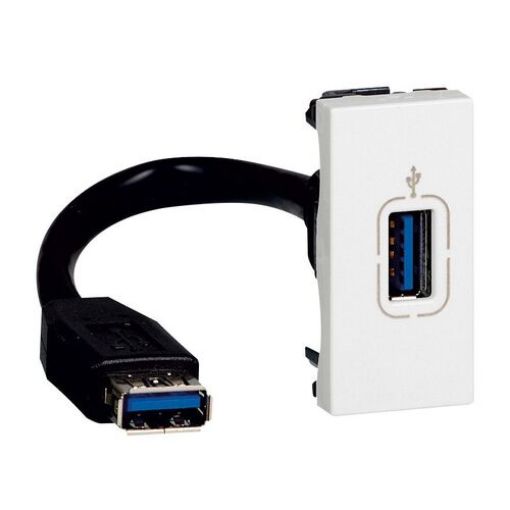 Picture of USB 2.0 Socket Pre-wired White 1 Element Mosaic 078746