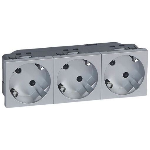 Picture of Triple Schuko Socket 45° Aluminum Mosaic 079283