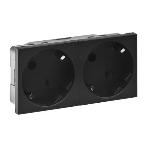Picture of Double Schuko Socket 45° Black Mosaic 079372L