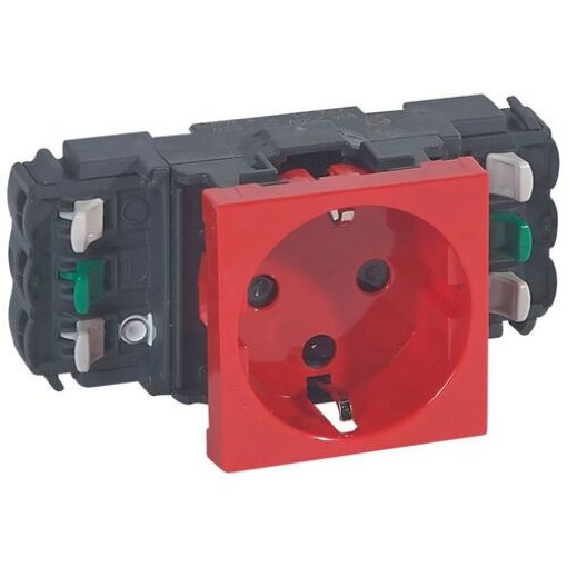 Picture of UPS Schuko Socket Red with Automatic Terminals Mosaic 077421