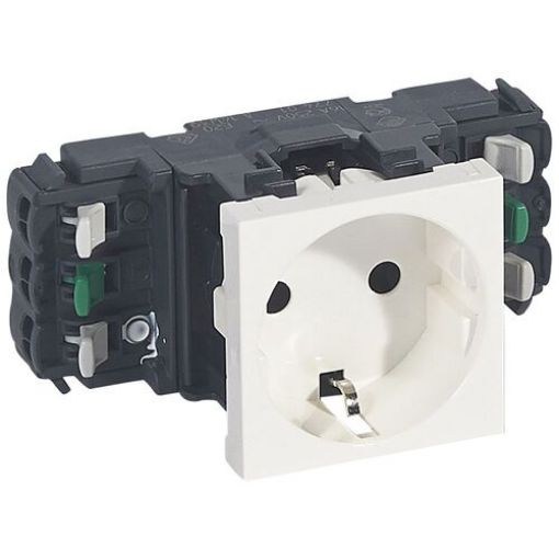 Picture of White Schuko Socket with Automatic Terminals Mosaic 077401
