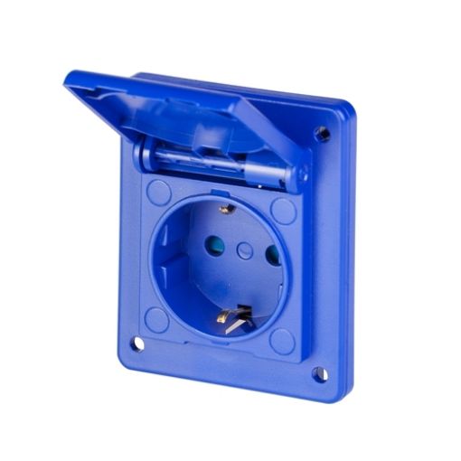 Picture of Schuko Socket Panel 16A with Cover IP54 70x87mm 570.4062