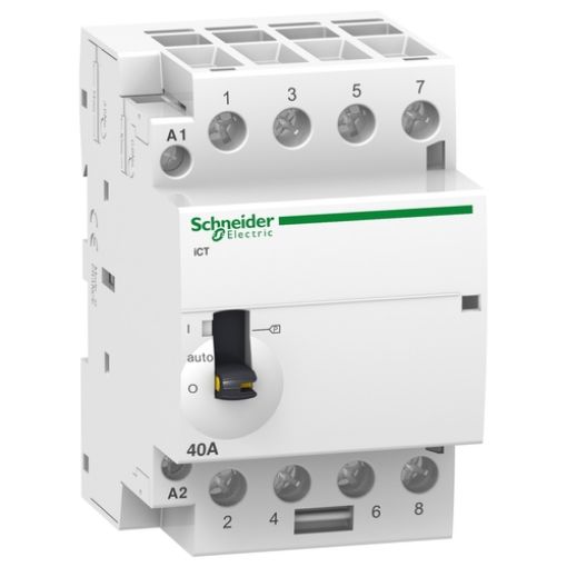 Picture of A9C21844 Rail Power Relay 4NO 40A 230VAC with Manual Control Acti9 iCT