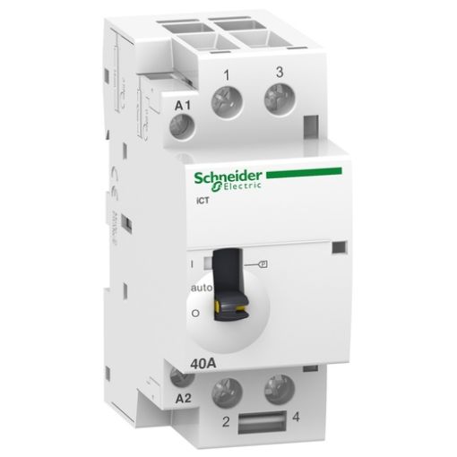 Picture of A9C21862 Rail Power Relay 2NO 63A 230VAC with Manual Control Acti9 iCT
