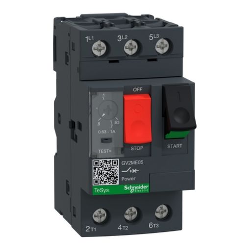 Picture of GV2ME05AP Thermomagnetic Switch 0.63-1A 0.25kW, Screw Connection