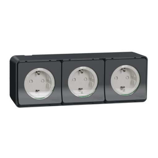 Picture of MUR36038 Mureva Styl Triple Safety Socket Anthracite Complete
